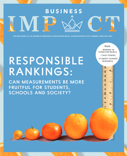 Front cover for Business Impact magazine; responsible rankings