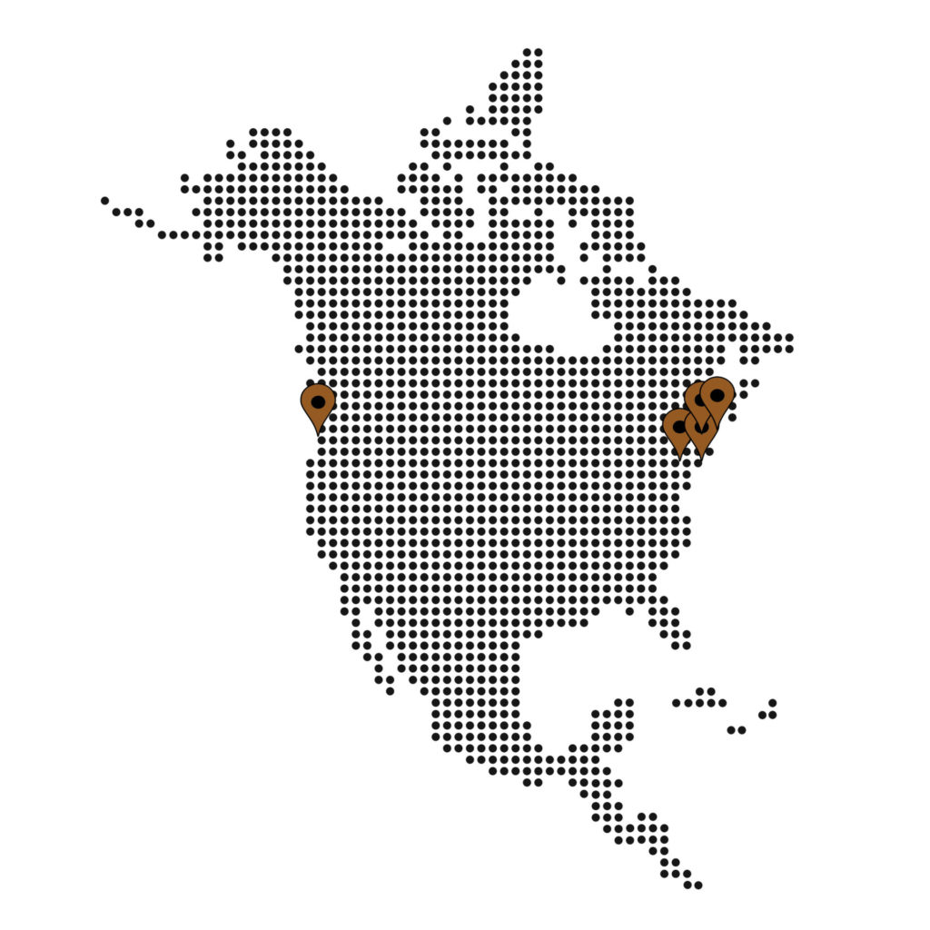 Map pinpointing all North American Business Schools