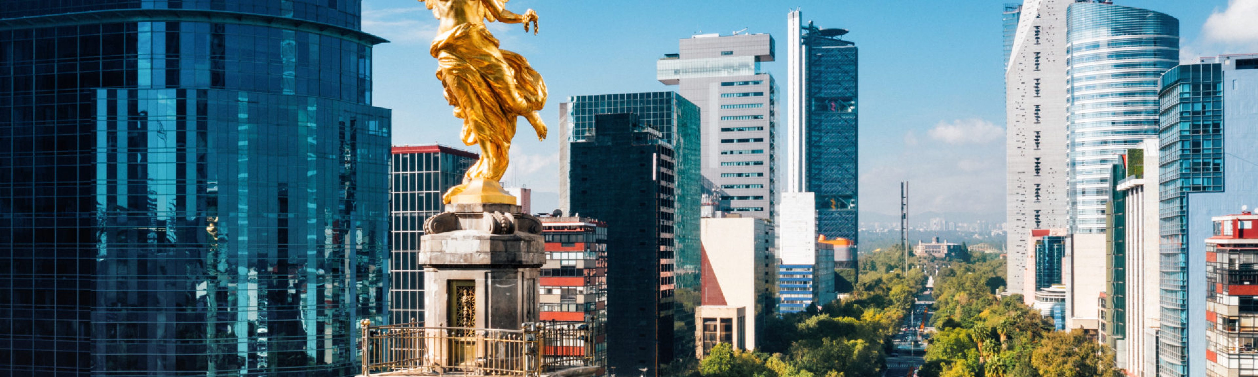 Aerial view of Independence Monument Mexico City. Latin American Capacity Building Workshops.